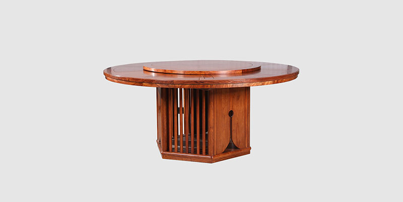 阿克陶中式餐厅装修天地圆台餐桌红木家具效果图
